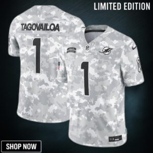 Men's Miami Dolphins Tua Tagovailoa Nike Arctic Camo Salute To Service Limited Jersey