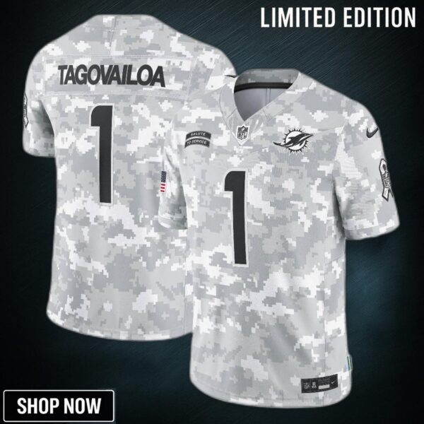 Men's Miami Dolphins Tua Tagovailoa Nike Arctic Camo Salute To Service Limited Jersey