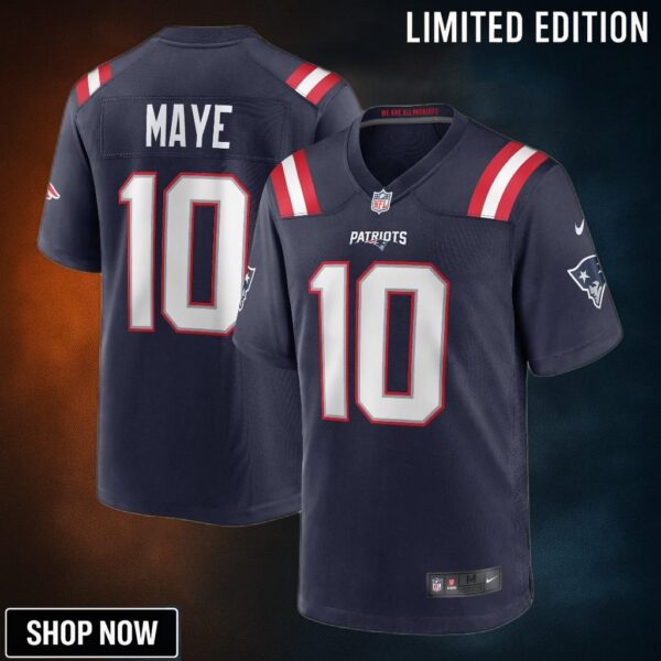 Men's New England Patriots Drake Maye Nike Navy Player Game Jersey