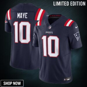 Men's New England Patriots Drake Maye Nike Navy Vapor F.u.s.e. Limited Jersey