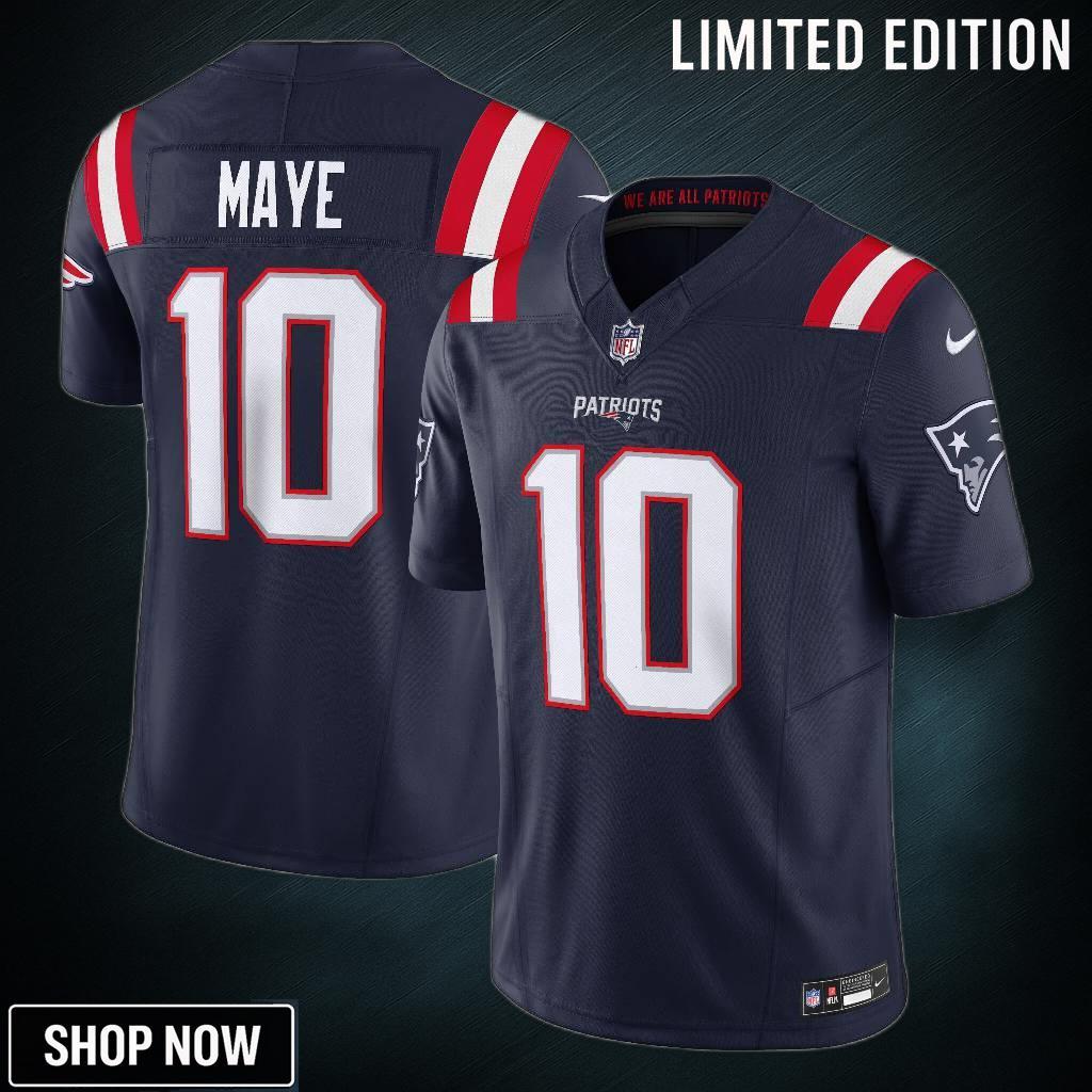 Men's New England Patriots Drake Maye Nike Navy Vapor F.u.s.e. Limited Jersey