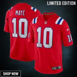 Men's New England Patriots Drake Maye Nike Red Player Game Jersey