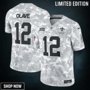 Men's New Orleans Saints Chris Olave Nike Arctic Camo Salute To Service Limited Jersey