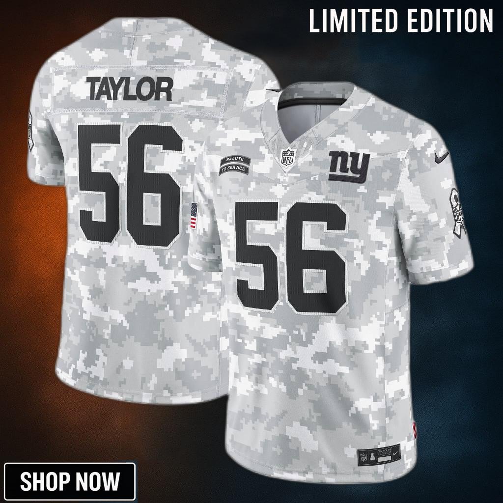 Men's New York Giants Lawrence Taylor Nike Arctic Camo Salute To Service Retired Player Limited Jersey