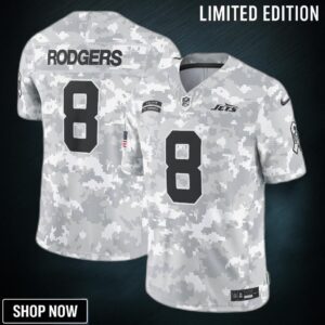 Men's New York Jets Aaron Rodgers Nike Arctic Camo Salute To Service Limited Jersey
