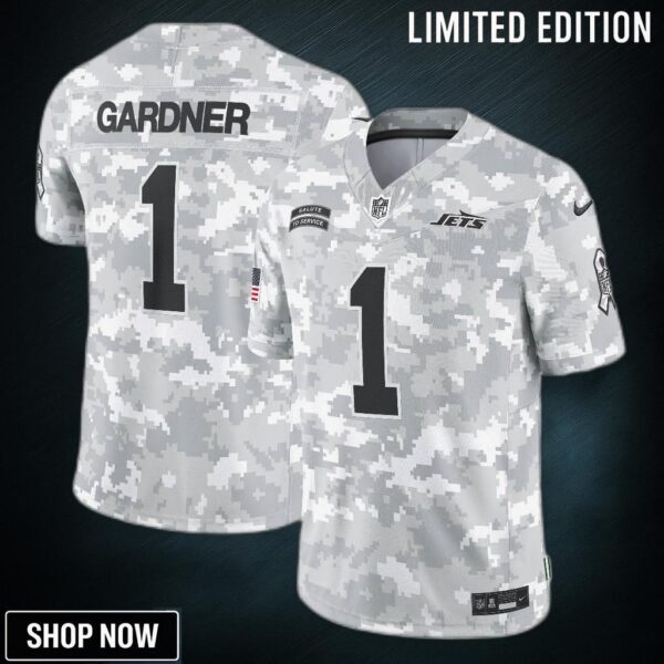 Men's New York Jets Sauce Gardner Nike Arctic Camo Salute To Service Limited Jersey