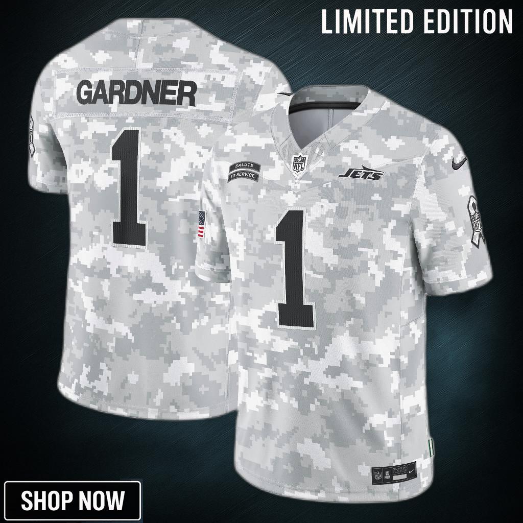 Men's New York Jets Sauce Gardner Nike Arctic Camo Salute To Service Limited Jersey