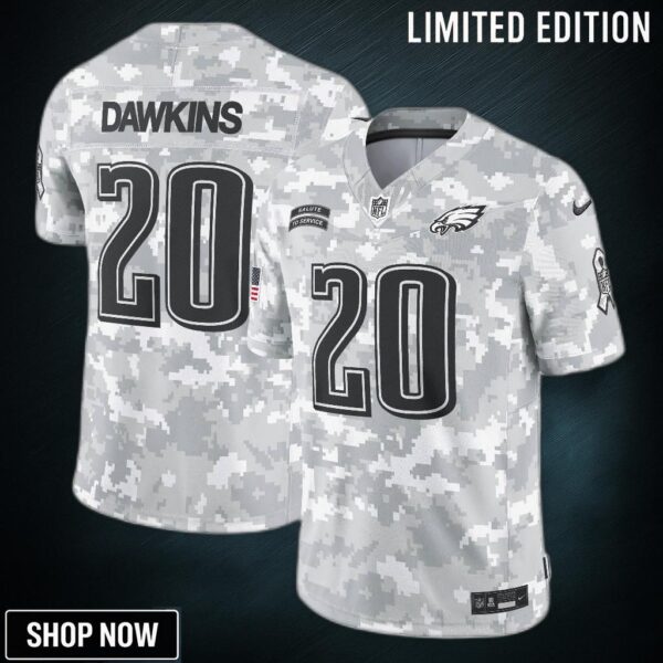 Men's Philadelphia Eagles Brian Dawkins Nike Arctic Camo Salute To Service Retired Player Limited Jersey