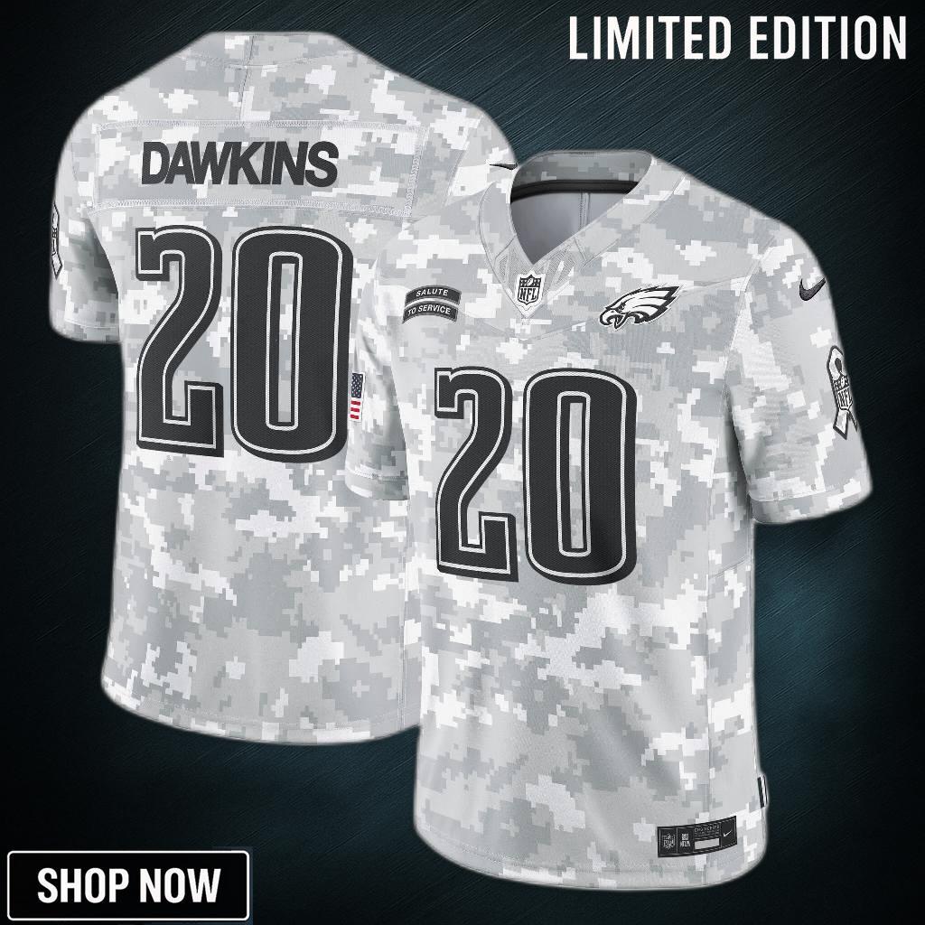 Men's Philadelphia Eagles Brian Dawkins Nike Arctic Camo Salute To Service Retired Player Limited Jersey