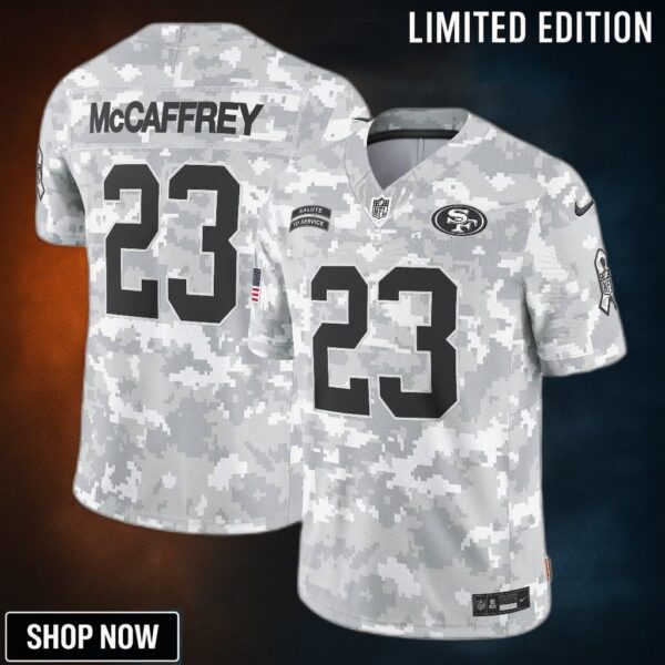 Men's San Francisco 49ers Christian Mccaffrey Nike Arctic Camo Salute To Service Limited Jersey