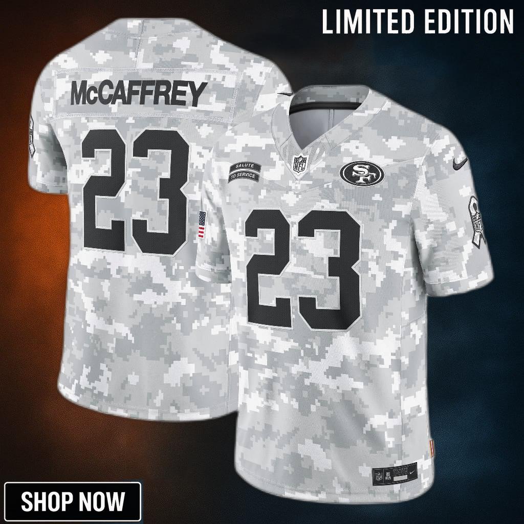 Men's San Francisco 49ers Christian Mccaffrey Nike Arctic Camo Salute To Service Limited Jersey