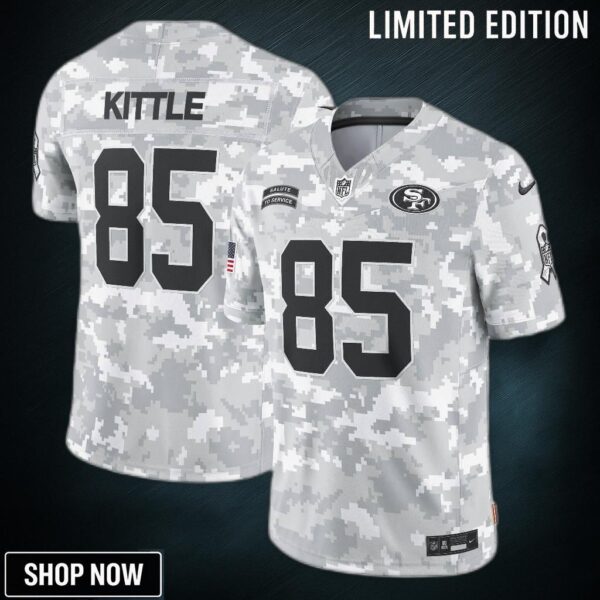 Men's San Francisco 49ers George Kittle Nike Arctic Camo Salute To Service Limited Jersey