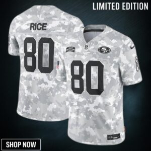 Men's San Francisco 49ers Jerry Rice Nike Arctic Camo Salute To Service Retired Player Limited Jersey
