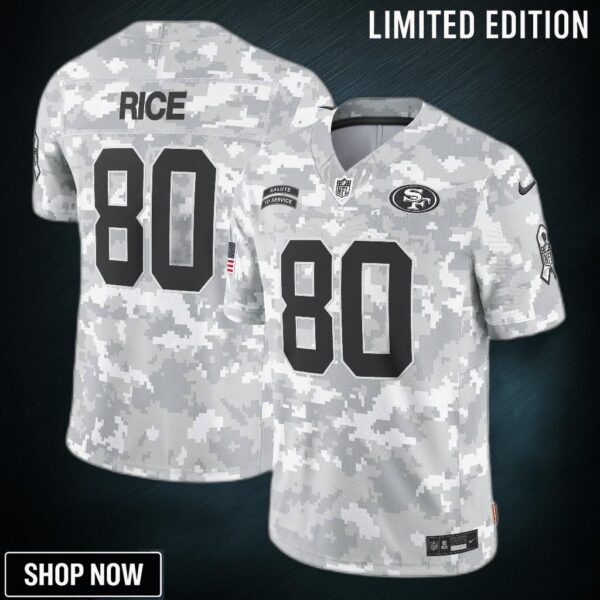 Men's San Francisco 49ers Jerry Rice Nike Arctic Camo Salute To Service Retired Player Limited Jersey