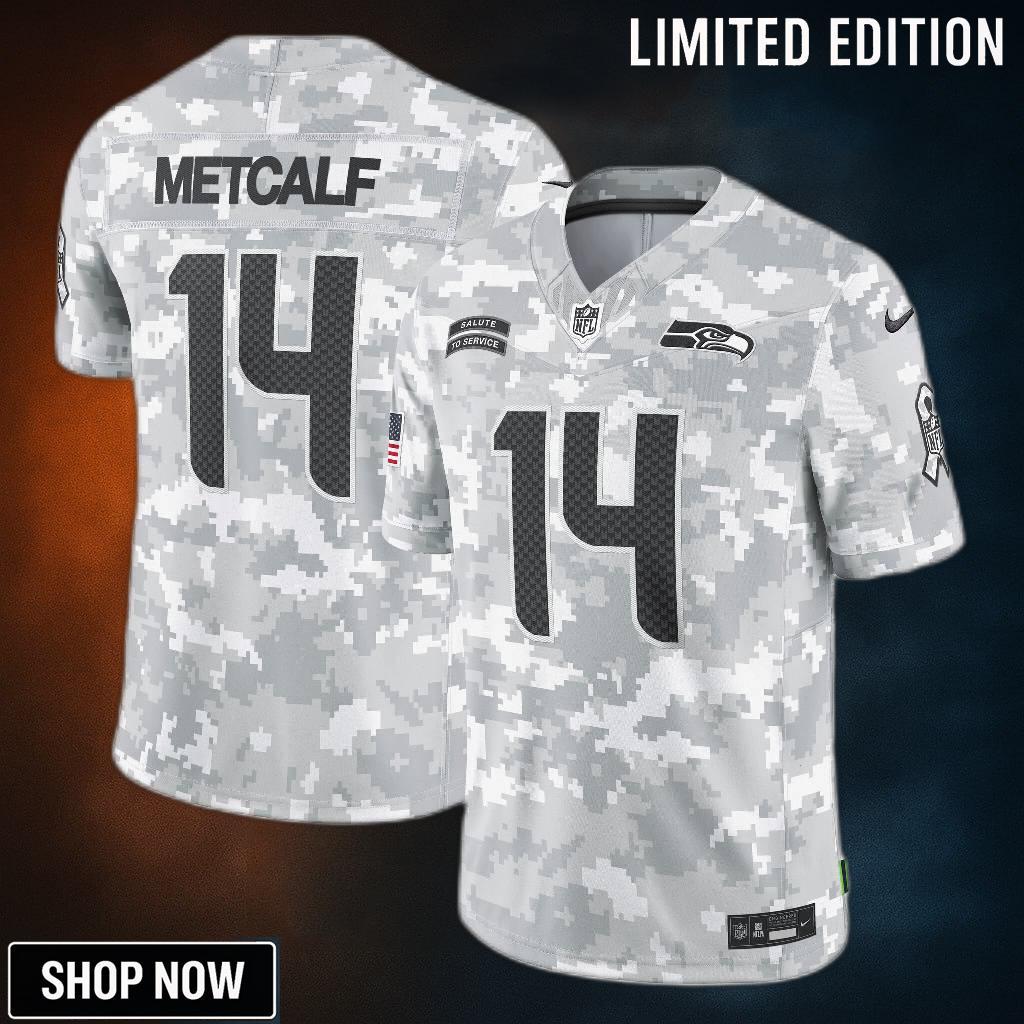Men's Seattle Seahawks Dk Metcalf Nike Arctic Camo Salute To Service Limited Jersey