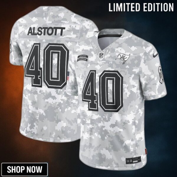 Men's Tampa Bay Buccaneers Mike Alstott Nike Arctic Camo Salute To Service Retired Player Limited Jersey