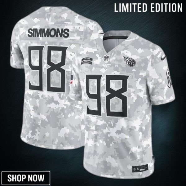 Men's Tennessee Titans Jeffery Simmons Nike Arctic Camo Salute To Service Limited Jersey