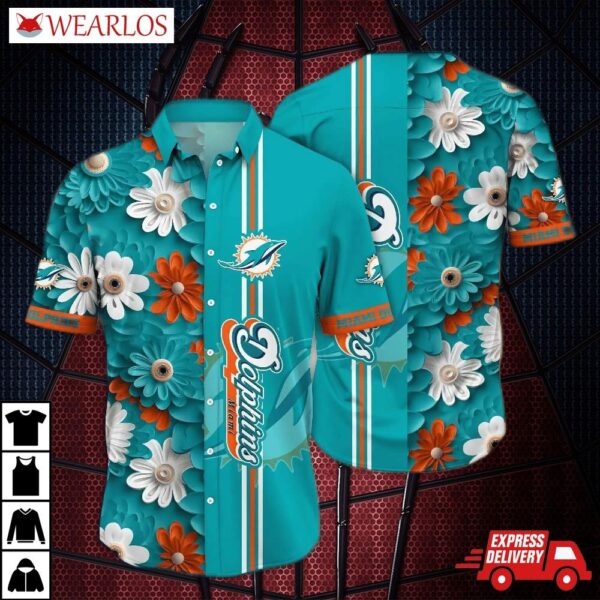 Miami Dolphins Floral Burst Hawaiian Shirt
