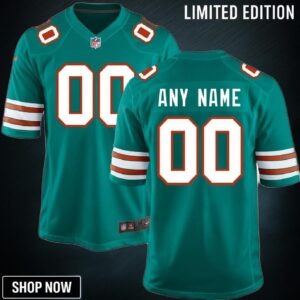 Miami Dolphins Nike Customized Throwback Jersey - Aqua