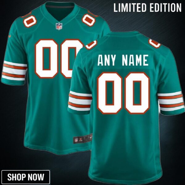 Miami Dolphins Nike Customized Throwback Jersey - Aqua