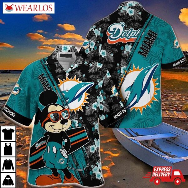 Miami Dolphins Surf's Up Mickey Hawaiian Shirt