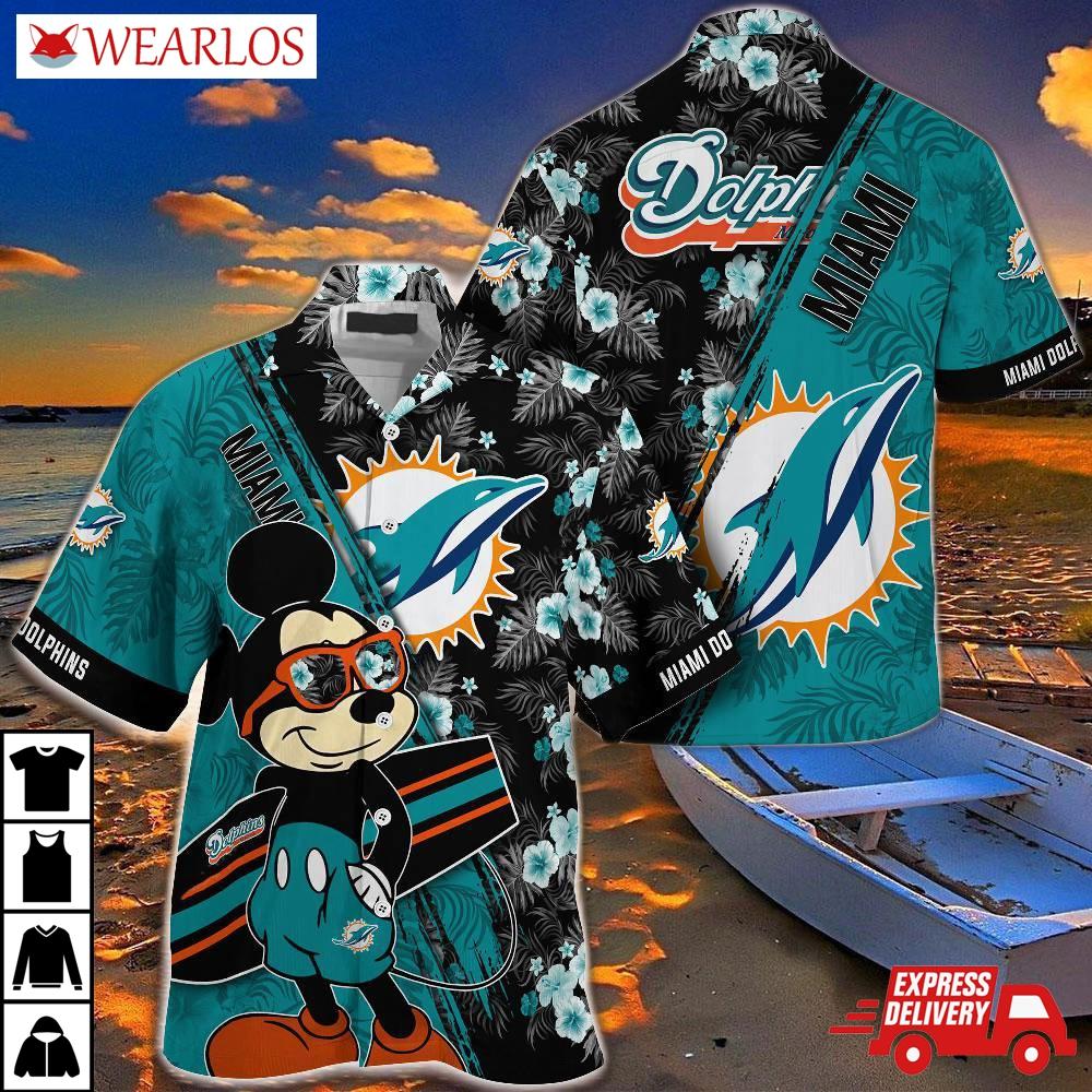 Miami Dolphins Surf's Up Mickey Hawaiian Shirt