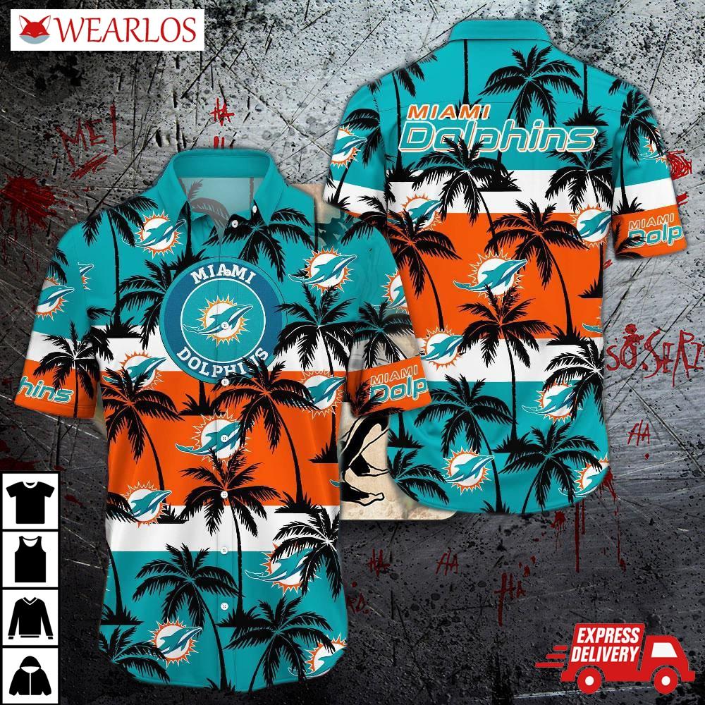 Miami Dolphins Tropical Skyline Hawaiian Shirt