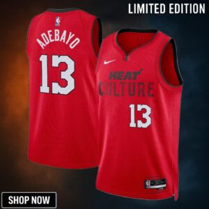Miami Heat Nike City Edition Swingman Jersey - Red Bam Adebayo Unisex