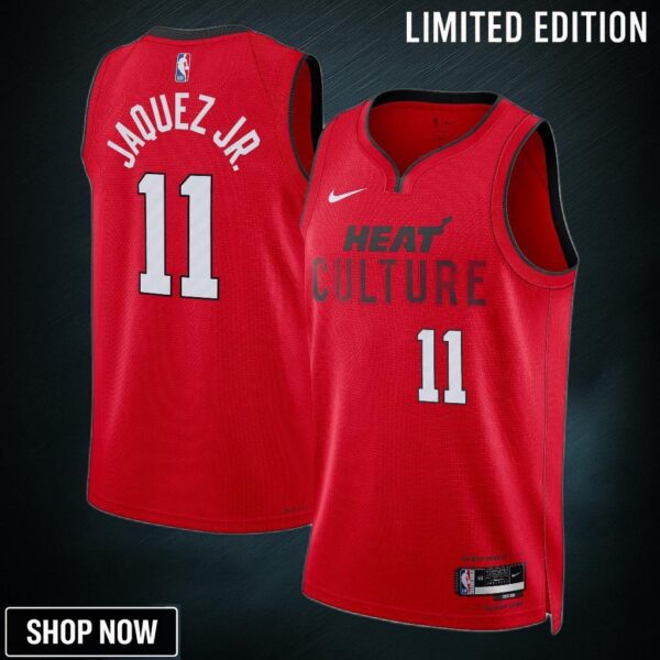 Miami Heat Nike City Edition Swingman Jersey - Red Jaime Jaquez Jr. Unisex