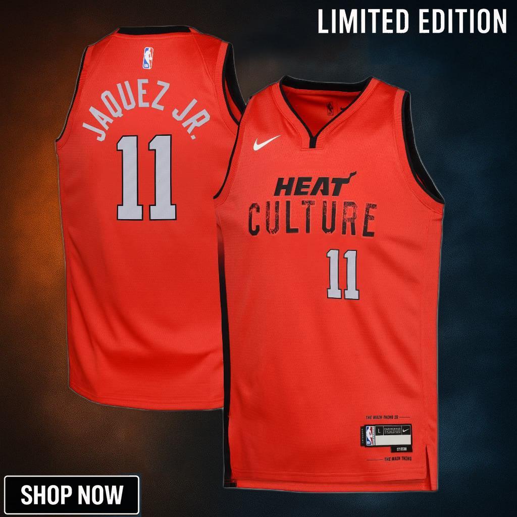 Miami Heat Nike City Edition Swingman Jersey - Red Jaime Jaquez Jr. Youth