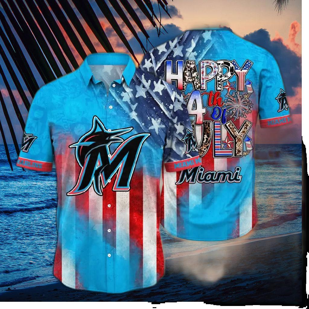 Miami Marlins 4th Of July Celebration Hawaiian Shirt