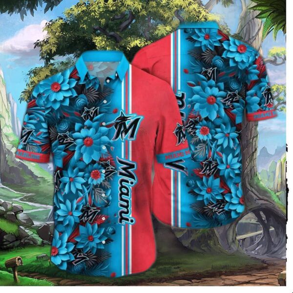 Miami Marlins Bold Blossom Hawaiian Shirt