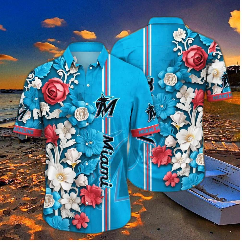 Miami Marlins Elegant Blossom Hawaiian Shirt