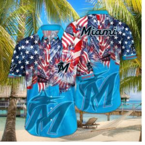 Miami Marlins Fireworks Celebration Hawaiian Shirt