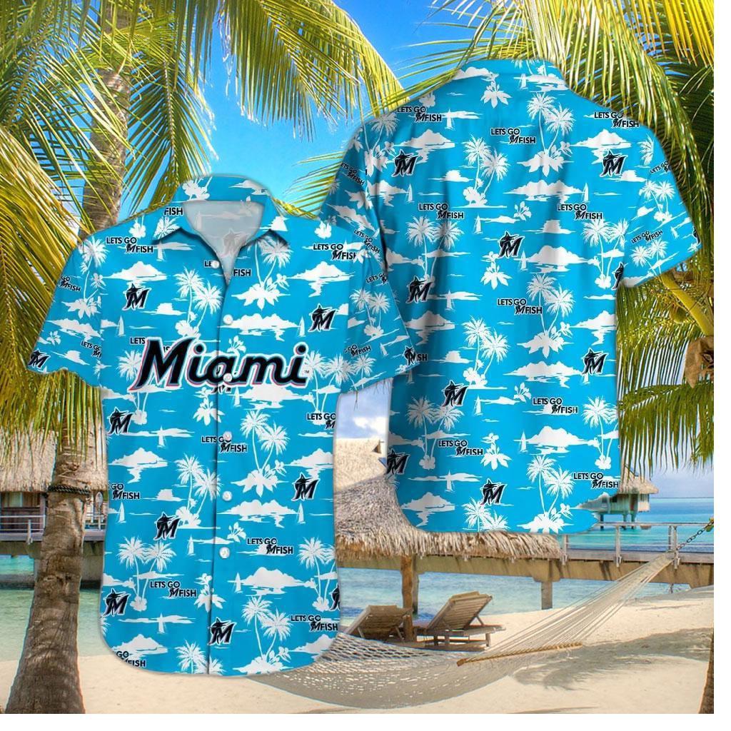 Miami Marlins Logo Beach Vibes Hawaiian Shirt