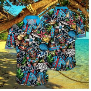 Miami Marlins Tropical Tiki Hawaiian Shirt