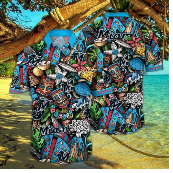 Miami Marlins Tropical Tiki Hawaiian Shirt