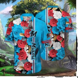Miami Marlins Vintage Bloom Hawaiian Shirt
