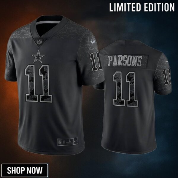 Micah Parsons 11 Dallas Cowboys Black Reflective Limited Jersey - Men