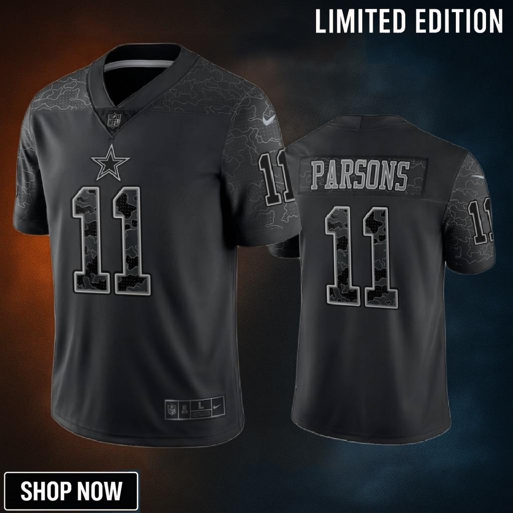 Micah Parsons 11 Dallas Cowboys Black Reflective Limited Jersey - Men