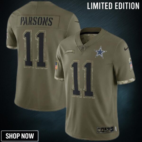 Micah Parsons Dallas Cowboys 2022 Salute To Service Limited Jersey - Olive