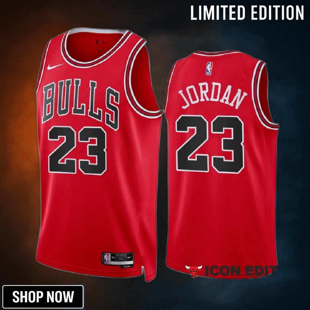Michael Jordan 23 -23 Chicago Bulls Red Icon Edition Jersey Swingman