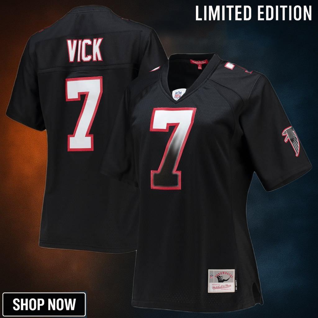Michael Vick Atlanta Falcons Mitchell & Ness Womens Legacy Replica Player Jersey - Black Nfl