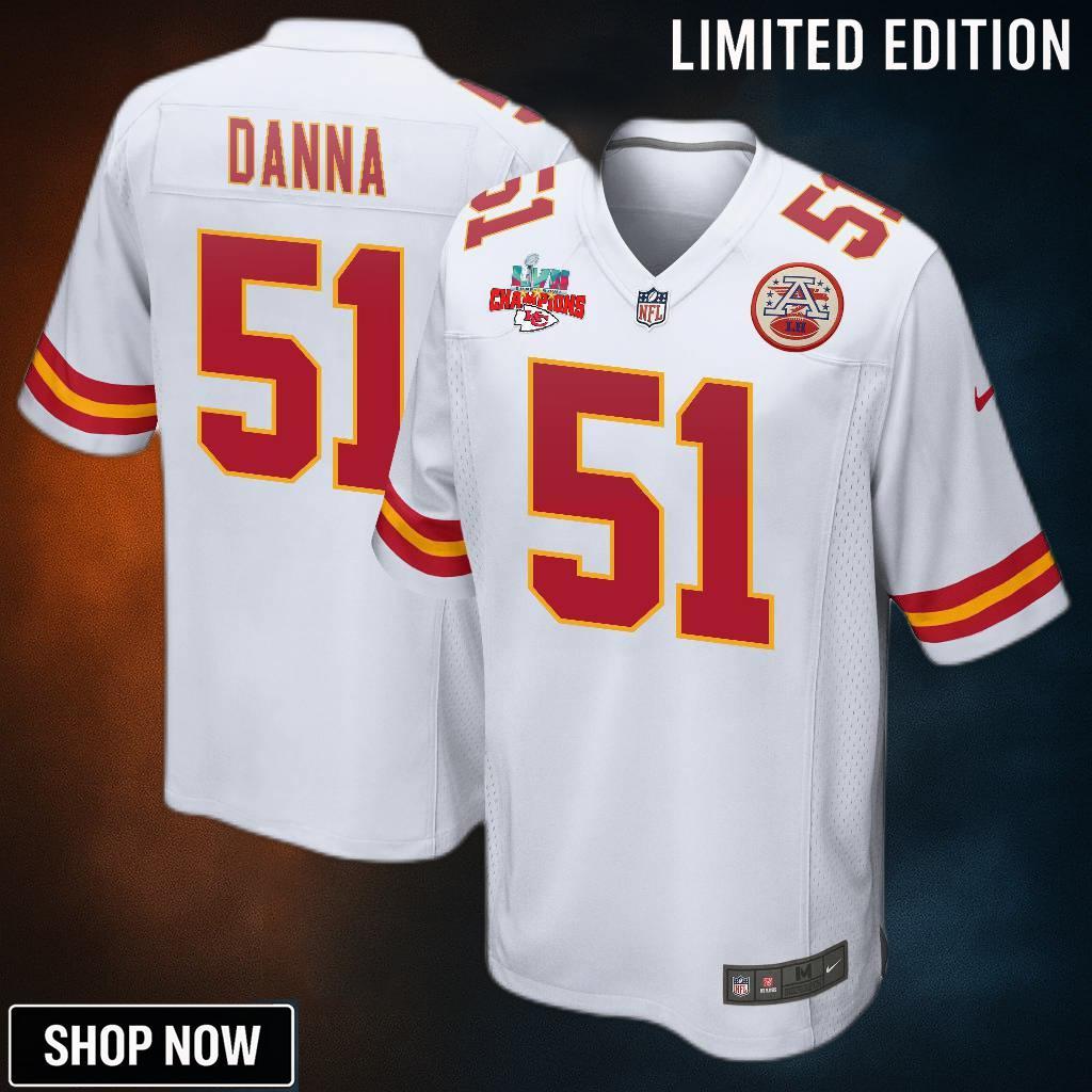 Mike Danna 51 Kansas City Chiefs Super Bowl Lvii Champions 3 Stars Men Game Jersey - White