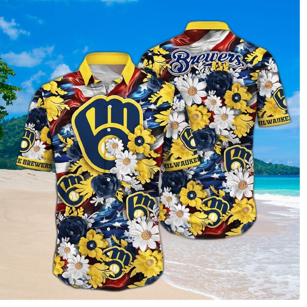 Milwaukee Brewers Firework Garden Hawaiian Shirt
