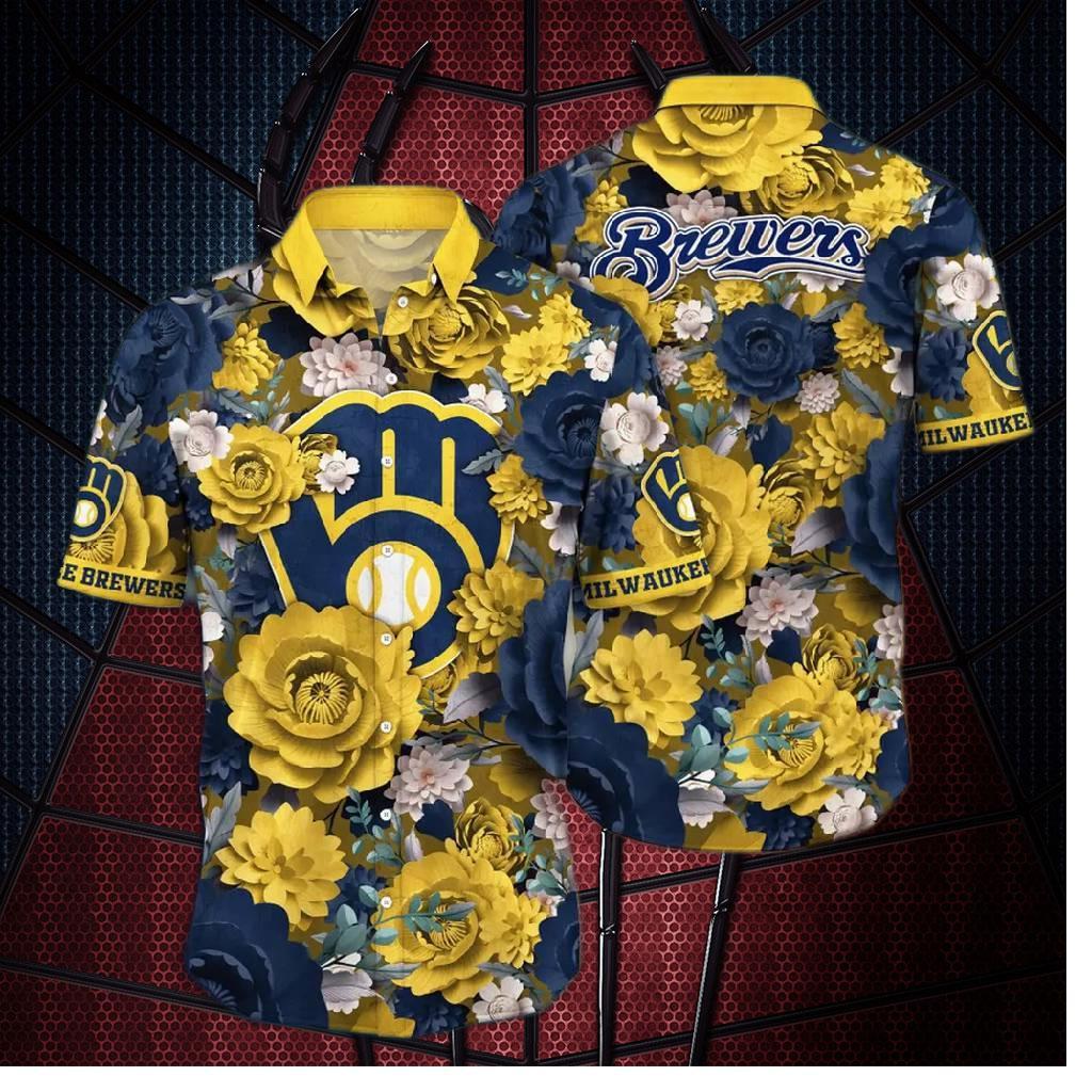 Milwaukee Brewers Floral Majesty Hawaiian Shirt