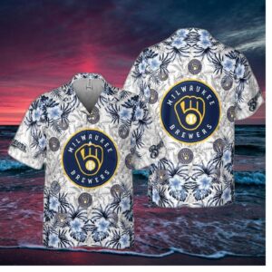 Milwaukee Brewers Hibiscus Splash Hawaiian Shirt