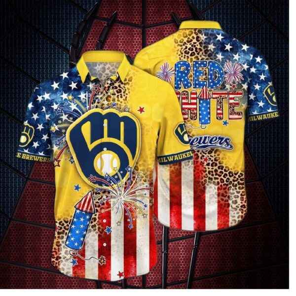 Milwaukee Brewers Red, White & Wild Hawaiian Shirt