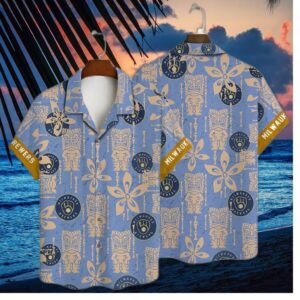 Milwaukee Brewers Tiki Floral Hawaiian Shirt
