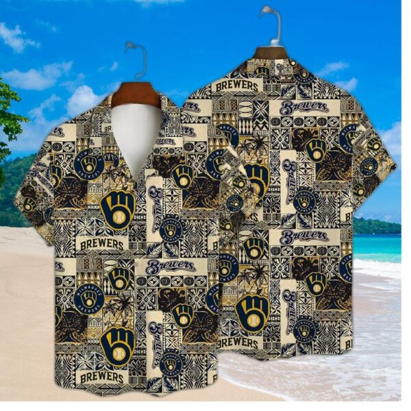 Milwaukee Brewers Tribal Patchwork Hawaiian Shirt